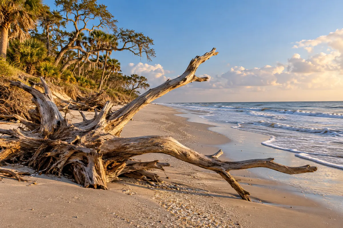 Driftwood on the beach at Amelia Island
