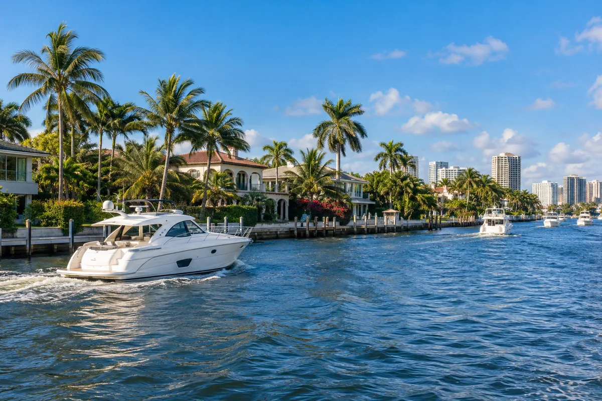 Boat on the Intracoastal Waterway in Fort Lauderdale