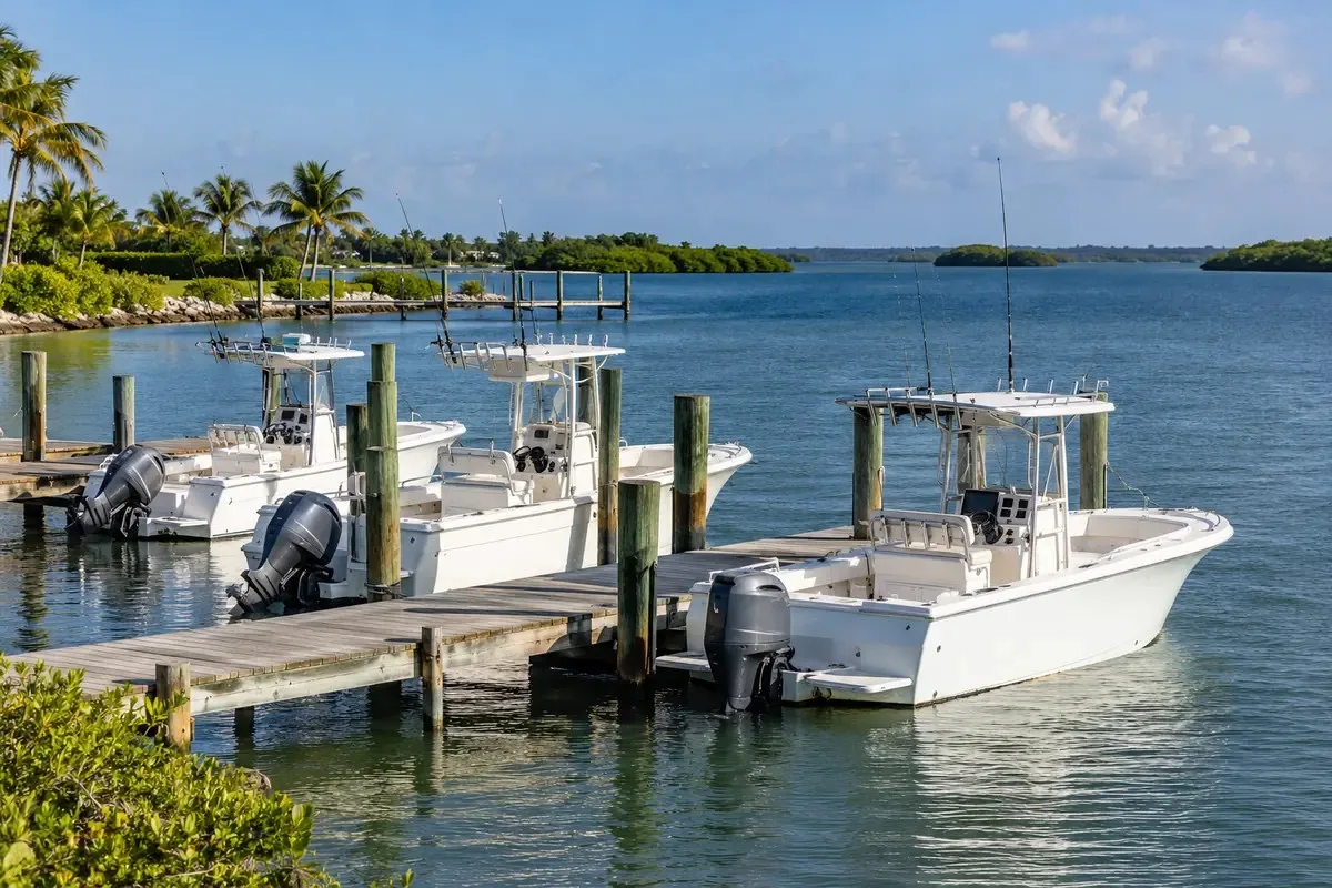 Fishing boats tied up at a dock in Fort Pierce