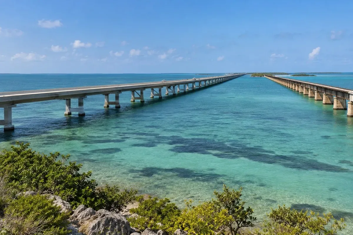 Bridge over clear water near Marathon in the Florida Keys